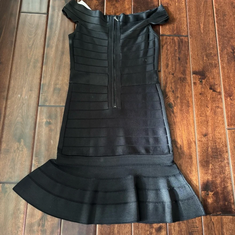 NWT French Connection Black Off-Shoulder Bodycon Dress - Picture 5 of 7